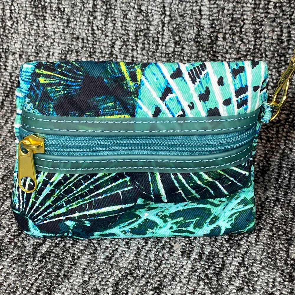 Palm Island Sea Turtle Seashell Tote Bag Pouch Set Teal Blue Beach Rope Handle - Picture 10 of 16